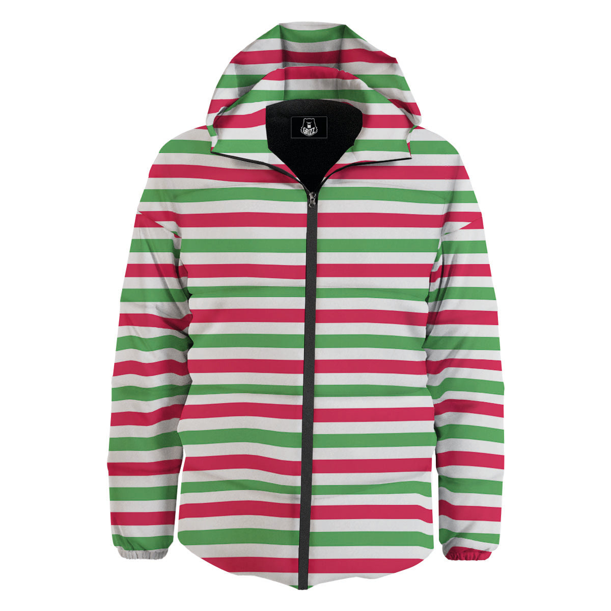 Striped Merry Christmas Print Pattern Down Jacket-grizzshop