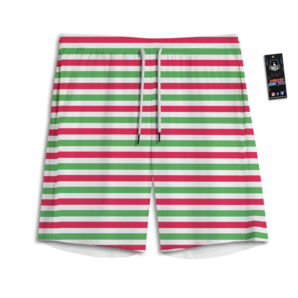 Striped Merry Christmas Print Pattern Men's Athletic Shorts