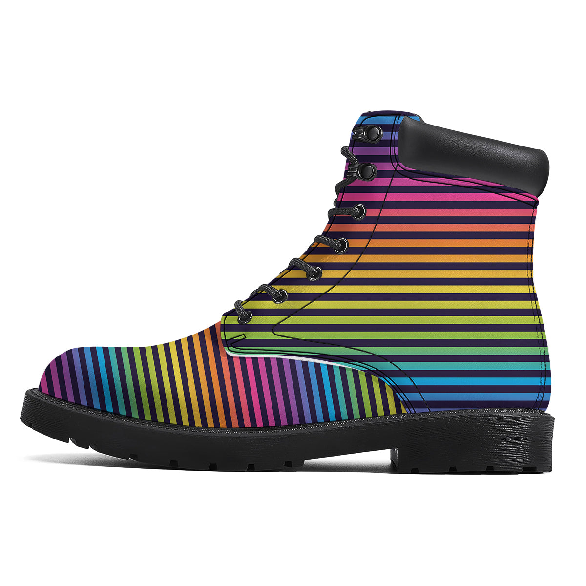Striped Neon Rainbow Print Boots-grizzshop