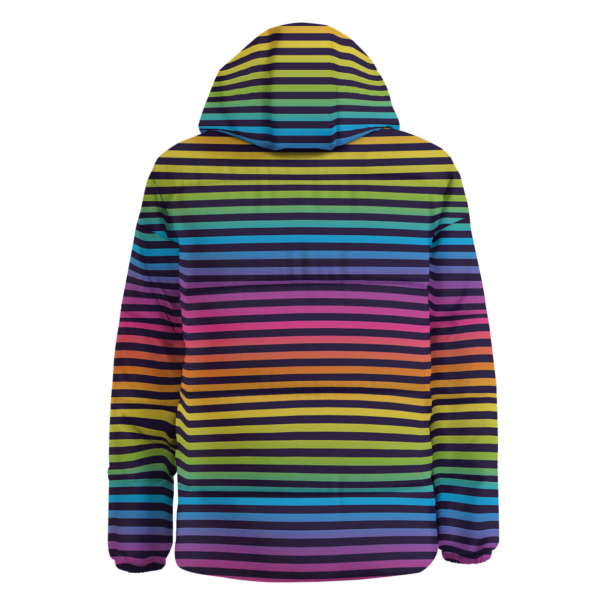 Striped Neon Rainbow Print Down Jacket-grizzshop
