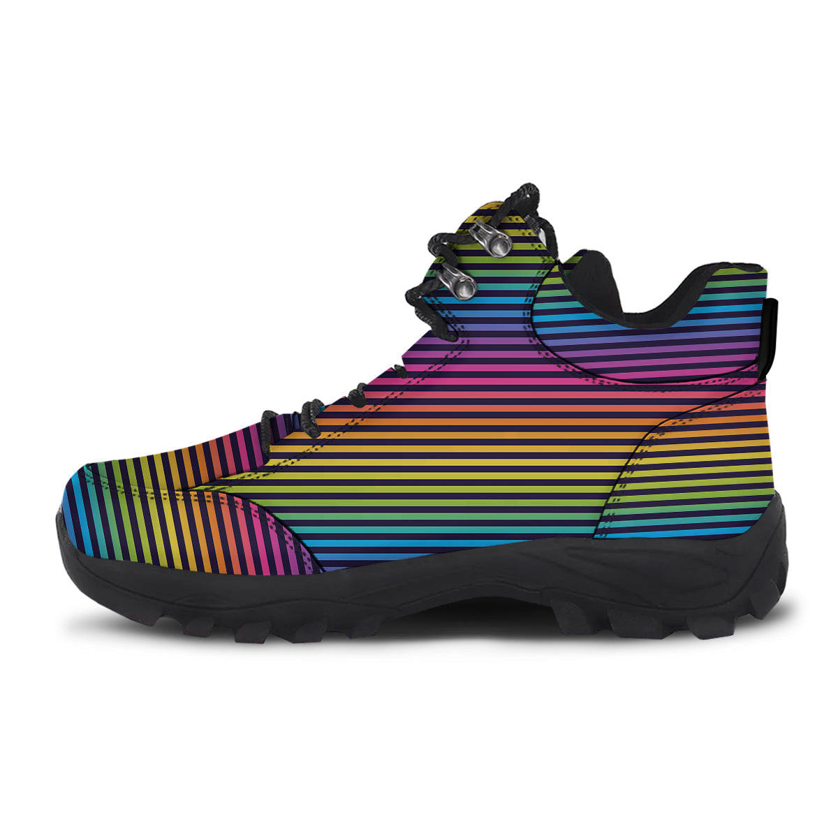 Striped Neon Rainbow Print Hiking Shoes-grizzshop