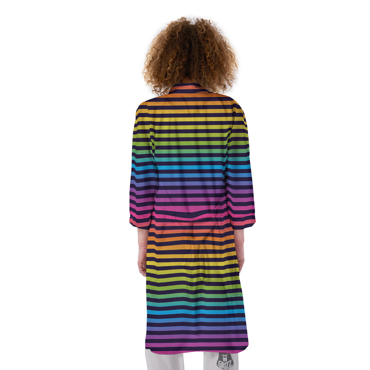 Striped Neon Rainbow Print Kimono-grizzshop