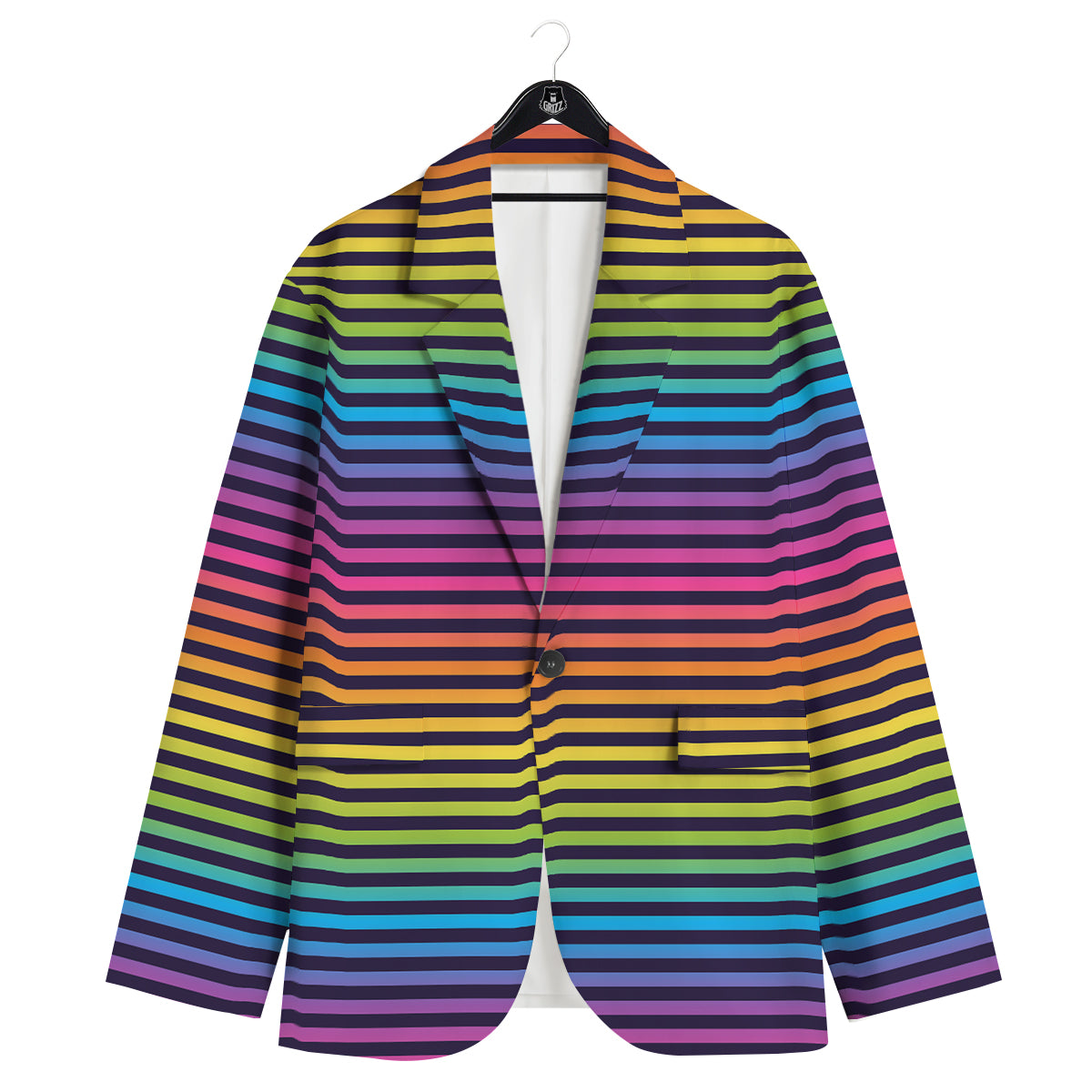 Striped Neon Rainbow Print Men's Sport Coat-grizzshop