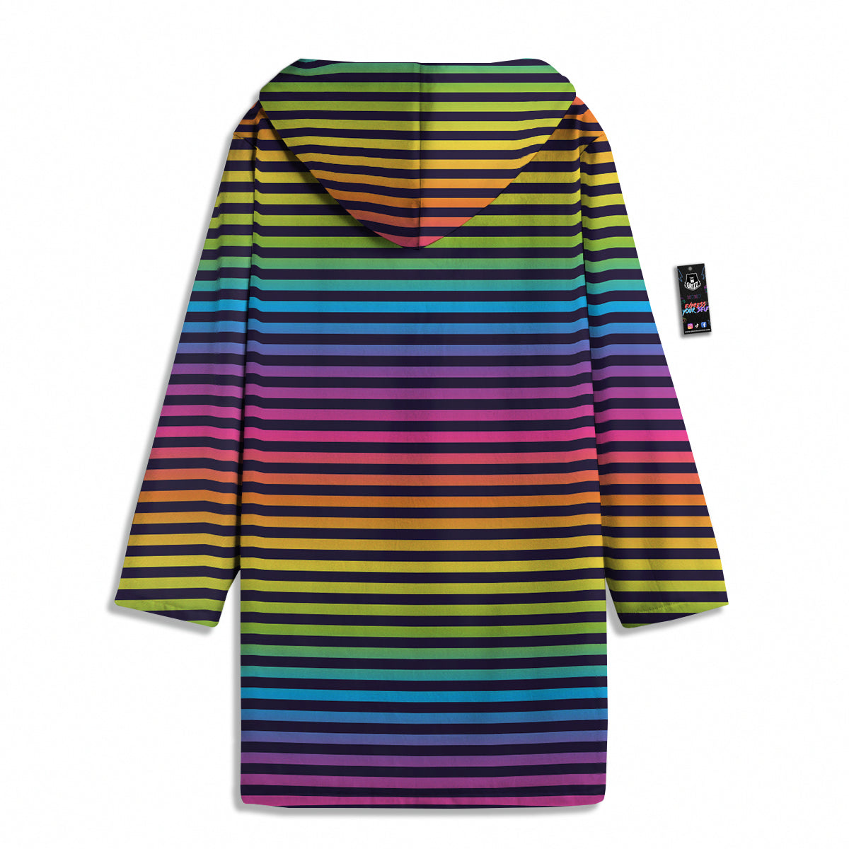 Striped Neon Rainbow Print Men's Windbreaker Jacket-grizzshop