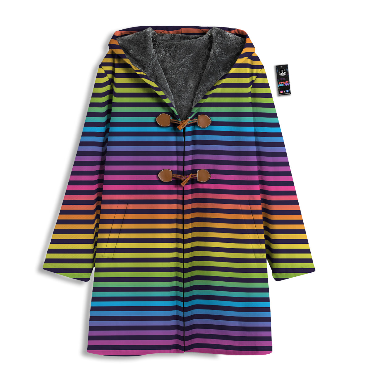 Striped Neon Rainbow Print Men's Windbreaker Jacket-grizzshop