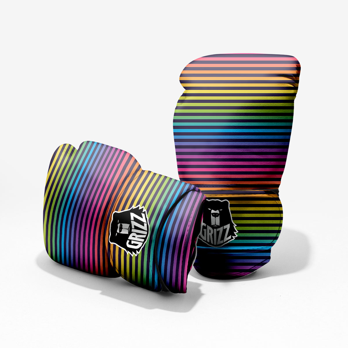 Striped Neon Rainbow Print Pro Boxing Glove