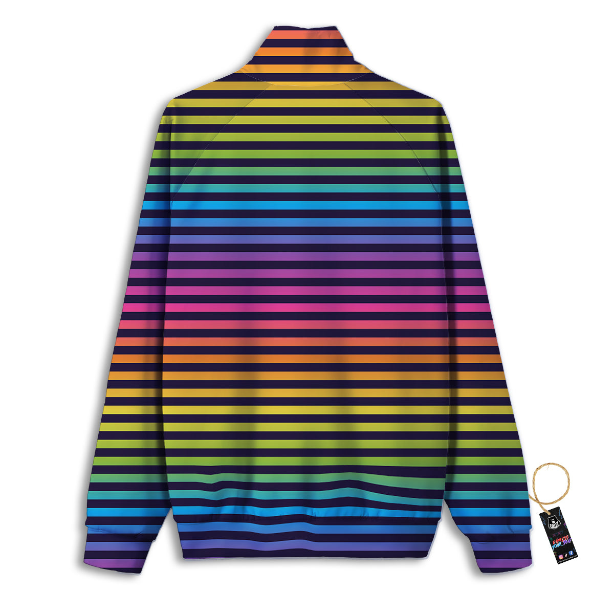 Striped Neon Rainbow Print Track Jacket-grizzshop