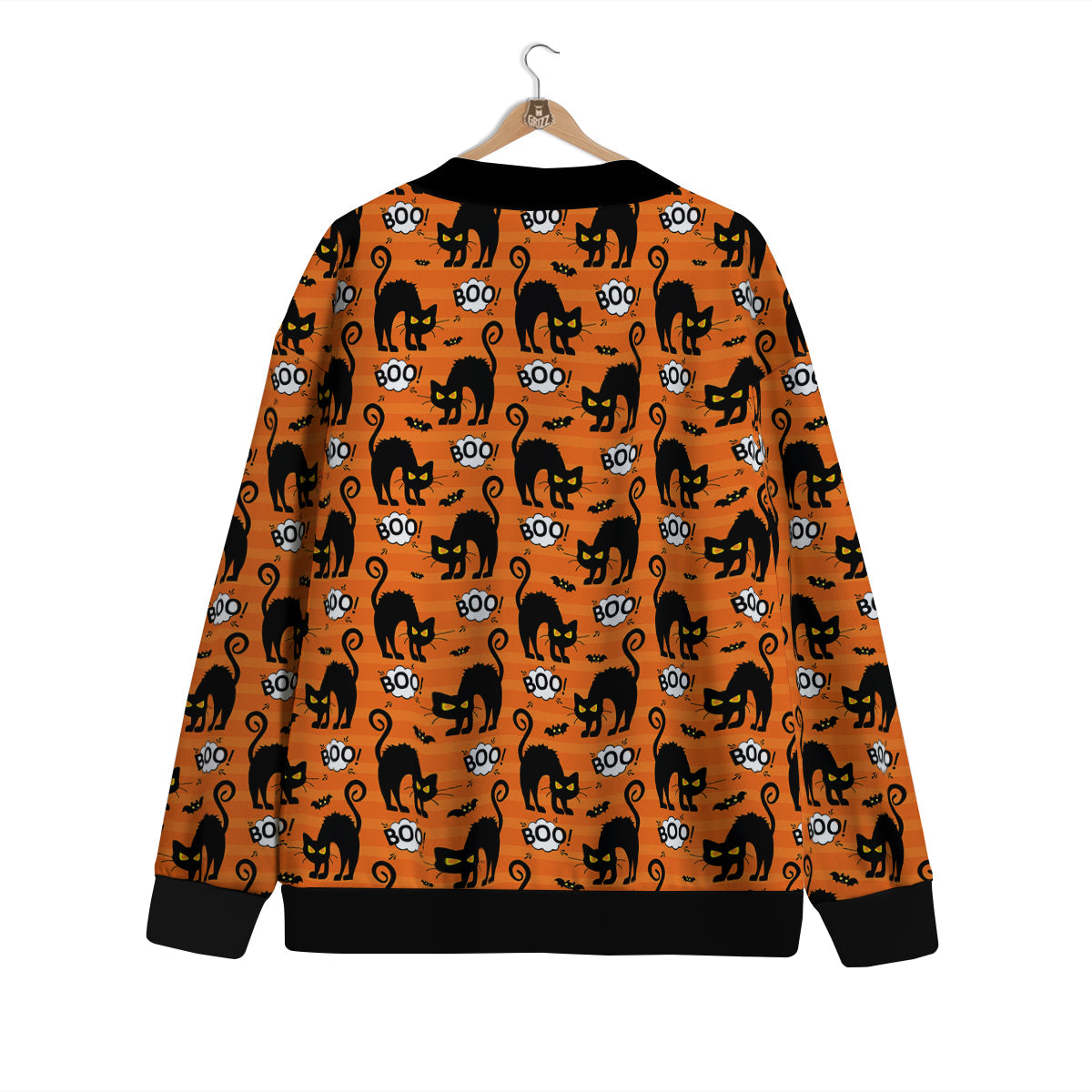 Striped Orange Black Cat Angry Print Pattern Cardigan-grizzshop