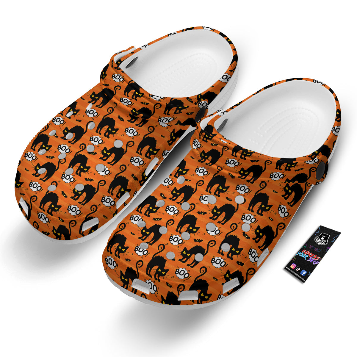 Striped Orange Black Cat Angry Print Pattern Clog-grizzshop