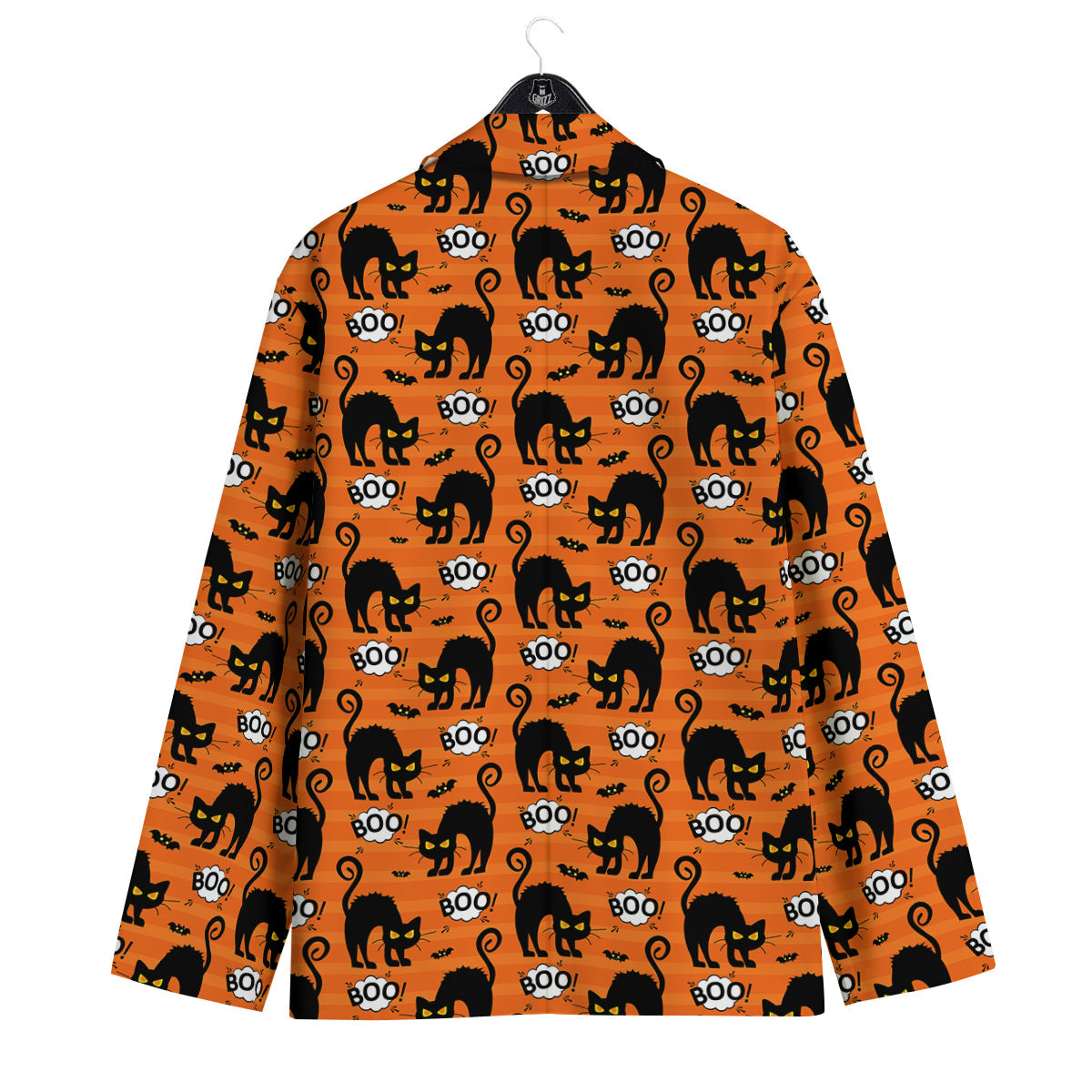 Striped Orange Black Cat Angry Print Pattern Men's Sport Coat-grizzshop