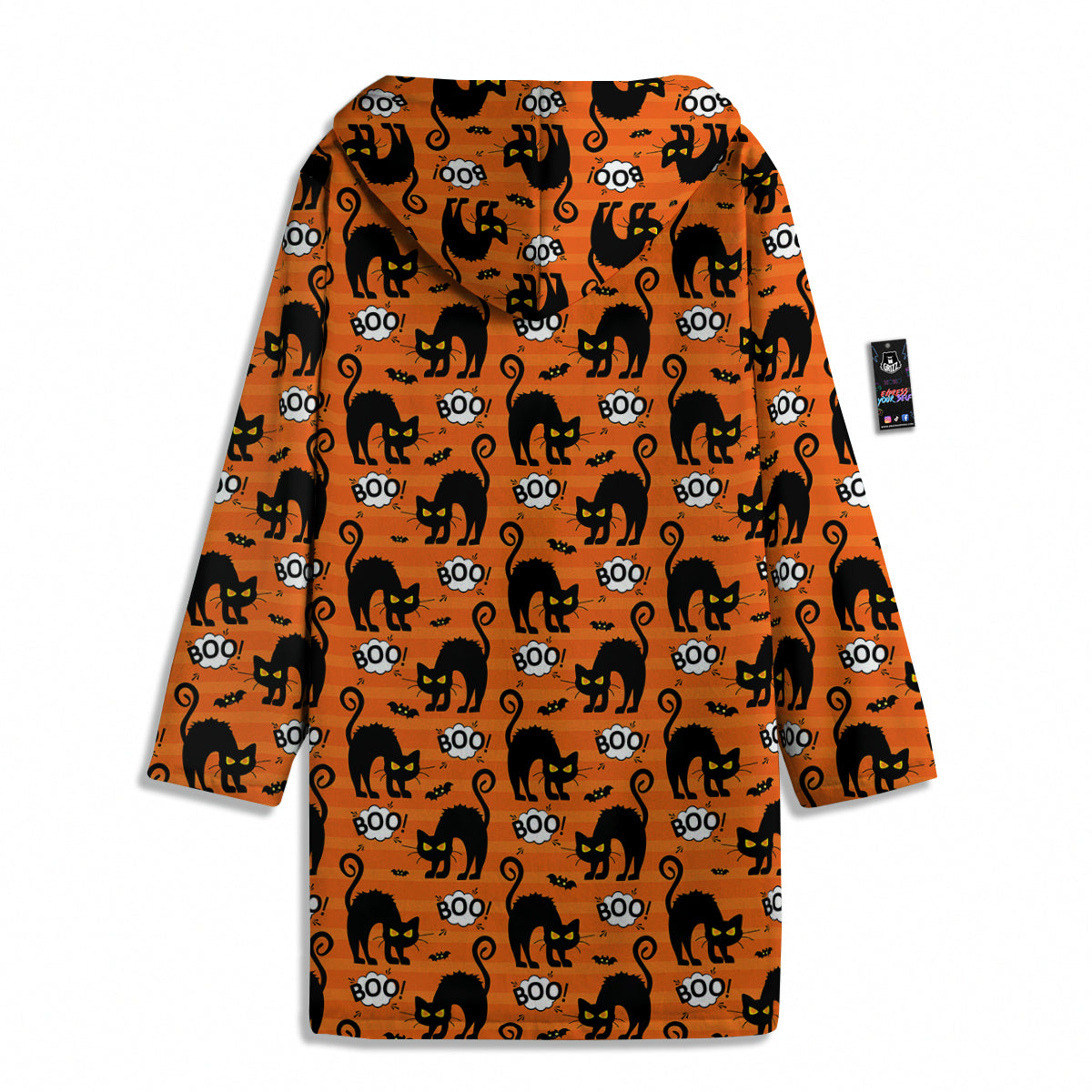 Striped Orange Black Cat Angry Print Pattern Men's Windbreaker Jacket-grizzshop