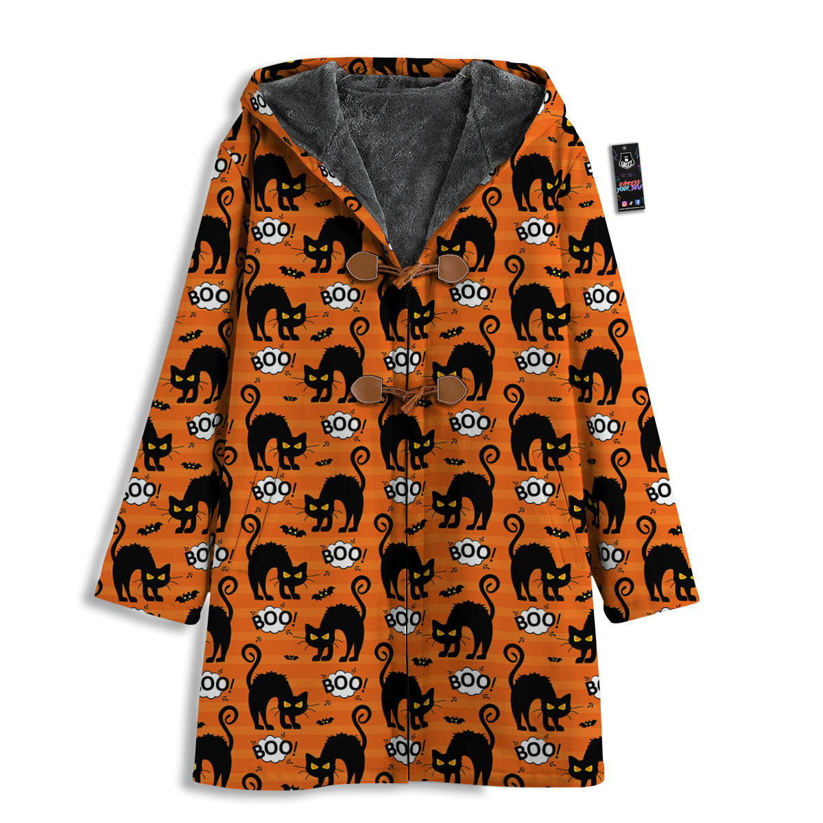 Striped Orange Black Cat Angry Print Pattern Men's Windbreaker Jacket-grizzshop