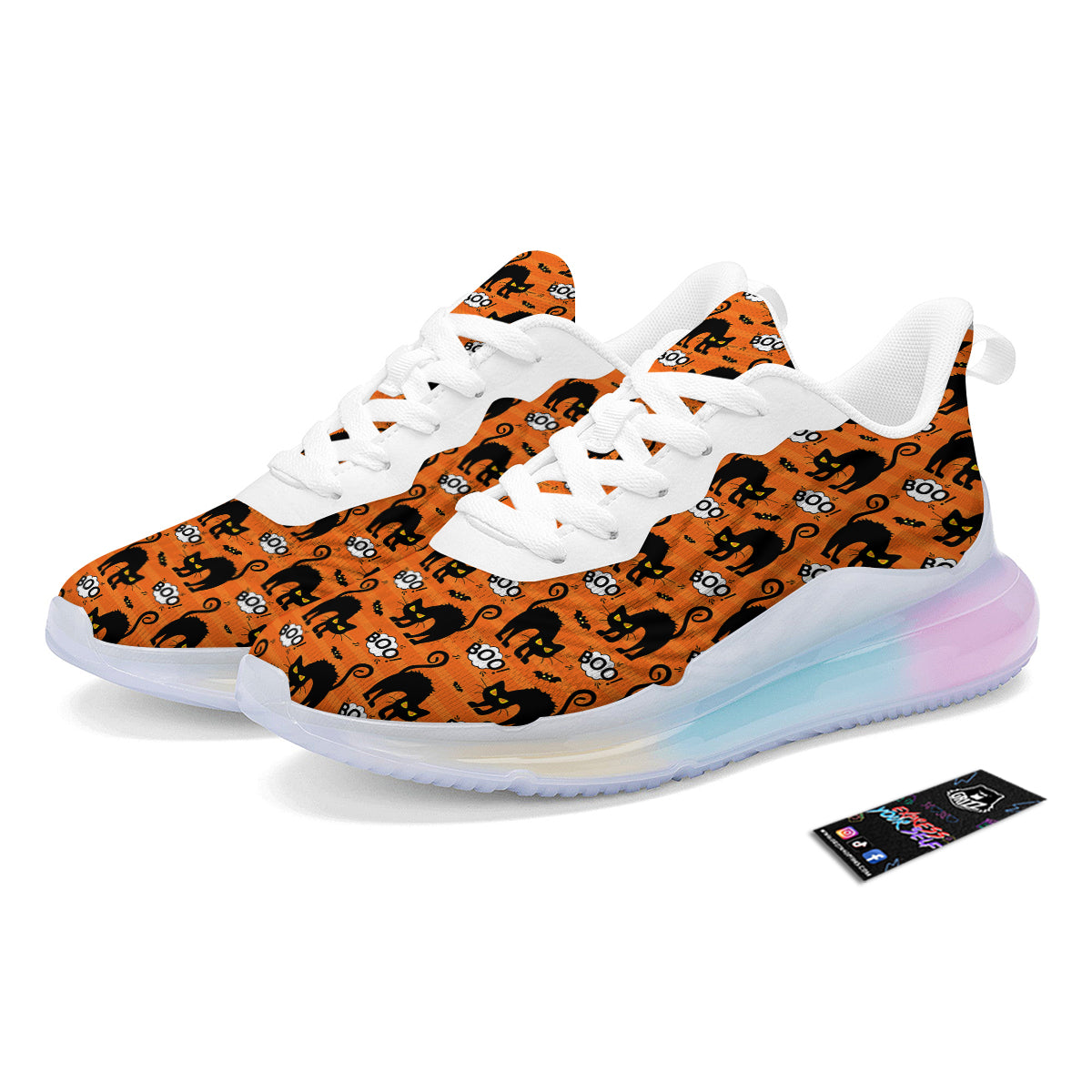 Striped Orange Black Cat Angry Print Pattern Running Sneakers-grizzshop