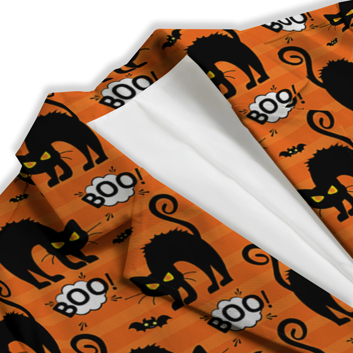 Striped Orange Black Cat Angry Print Pattern Women's Blazer-grizzshop