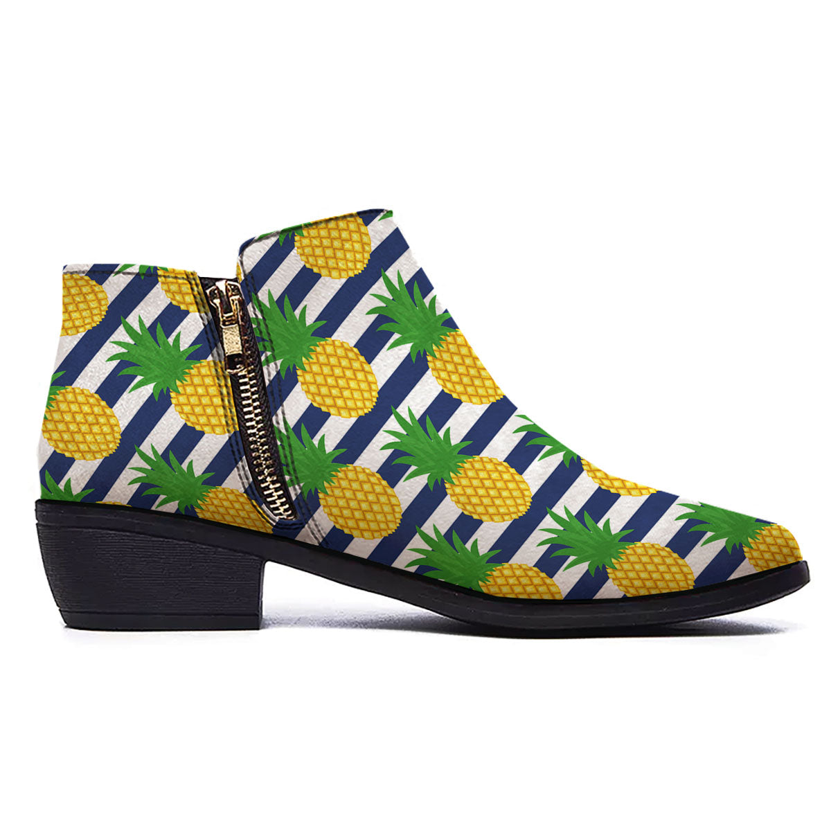 Striped Pineapple Print Pattern Ankle Boots-grizzshop