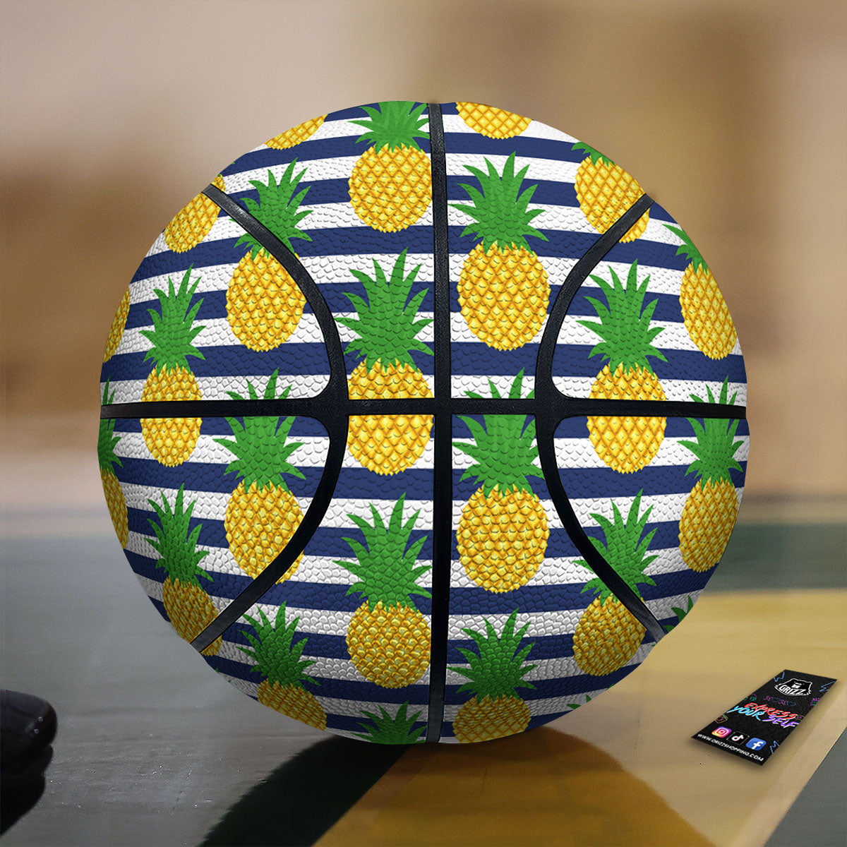 Striped Pineapple Print Pattern Basketball-grizzshop