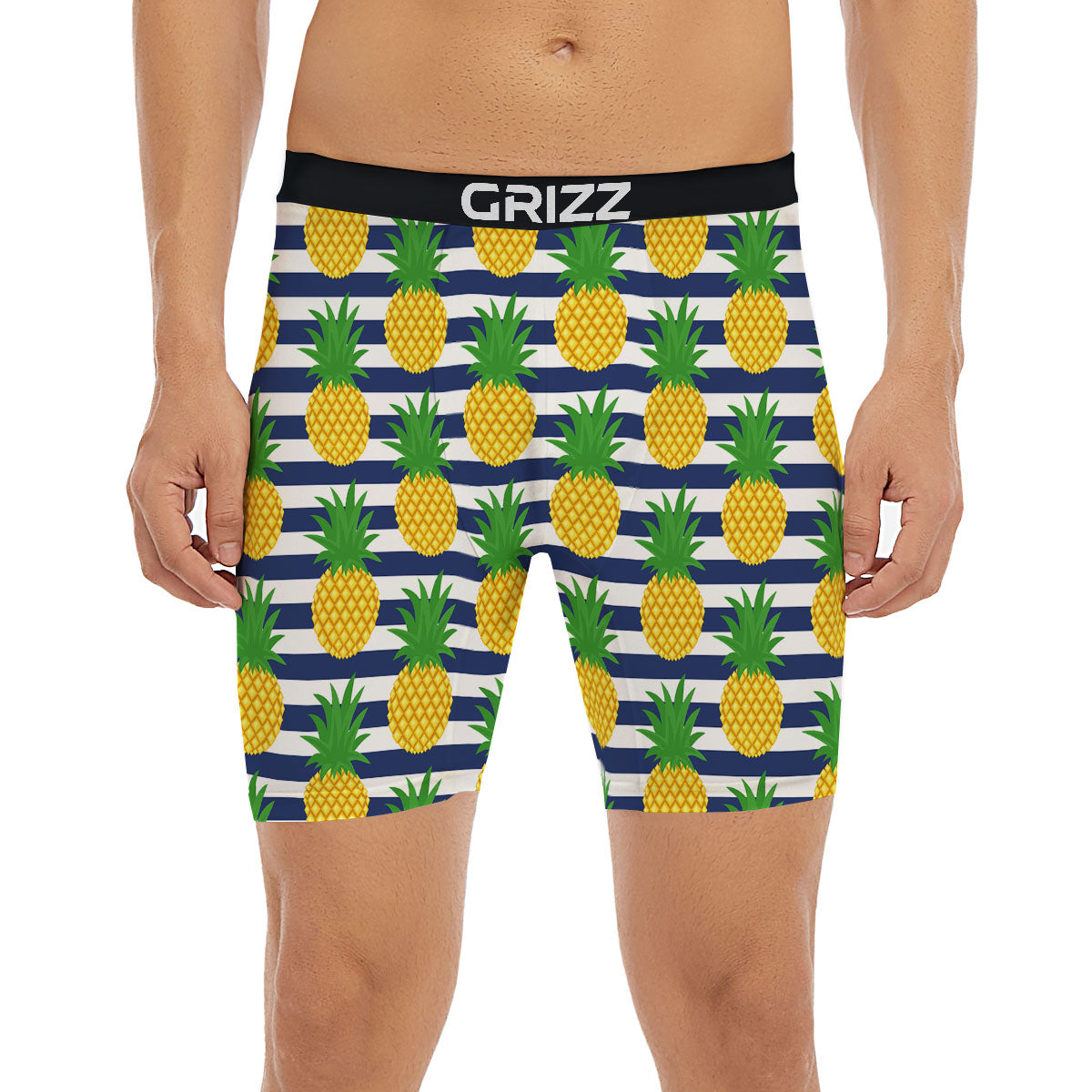 Striped Pineapple Print Pattern Boxer Briefs-grizzshop