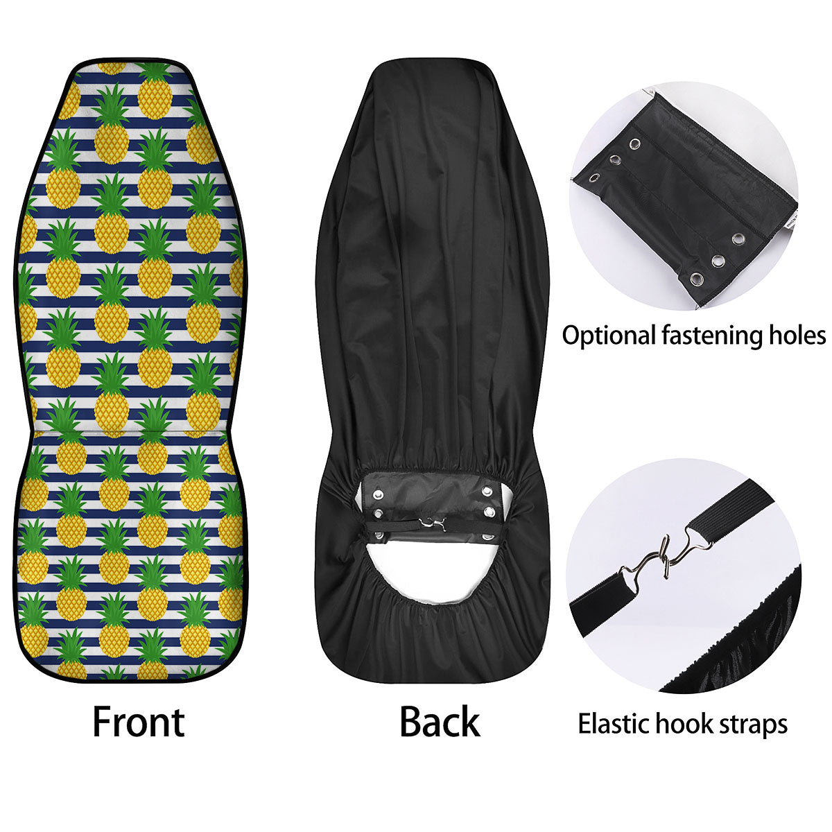 Striped Pineapple Print Pattern Car Seat Covers-grizzshop