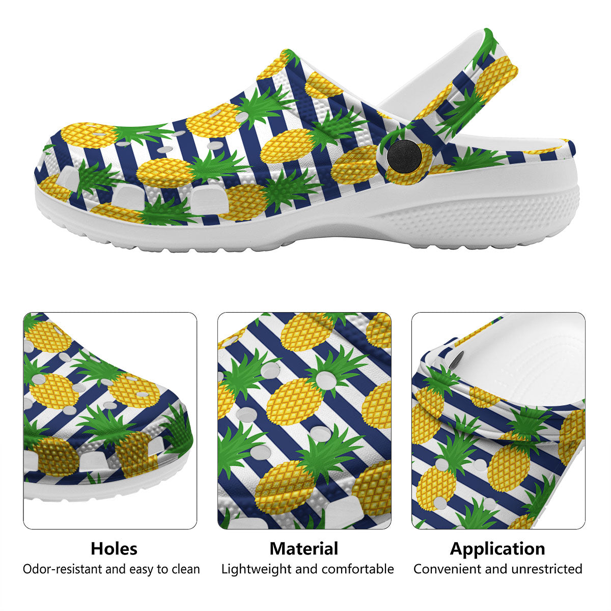 Striped Pineapple Print Pattern Clog-grizzshop
