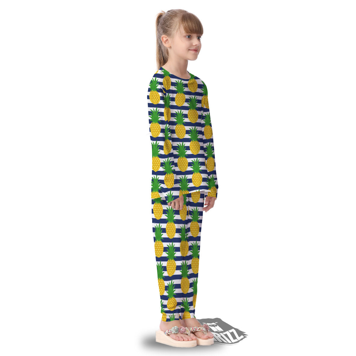 Striped Pineapple Print Pattern Kid's Pajamas-grizzshop