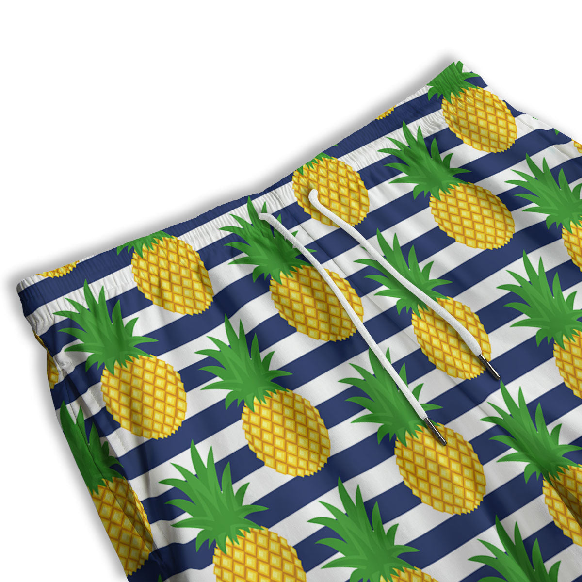 Striped Pineapple Print Pattern Men's Athletic Shorts