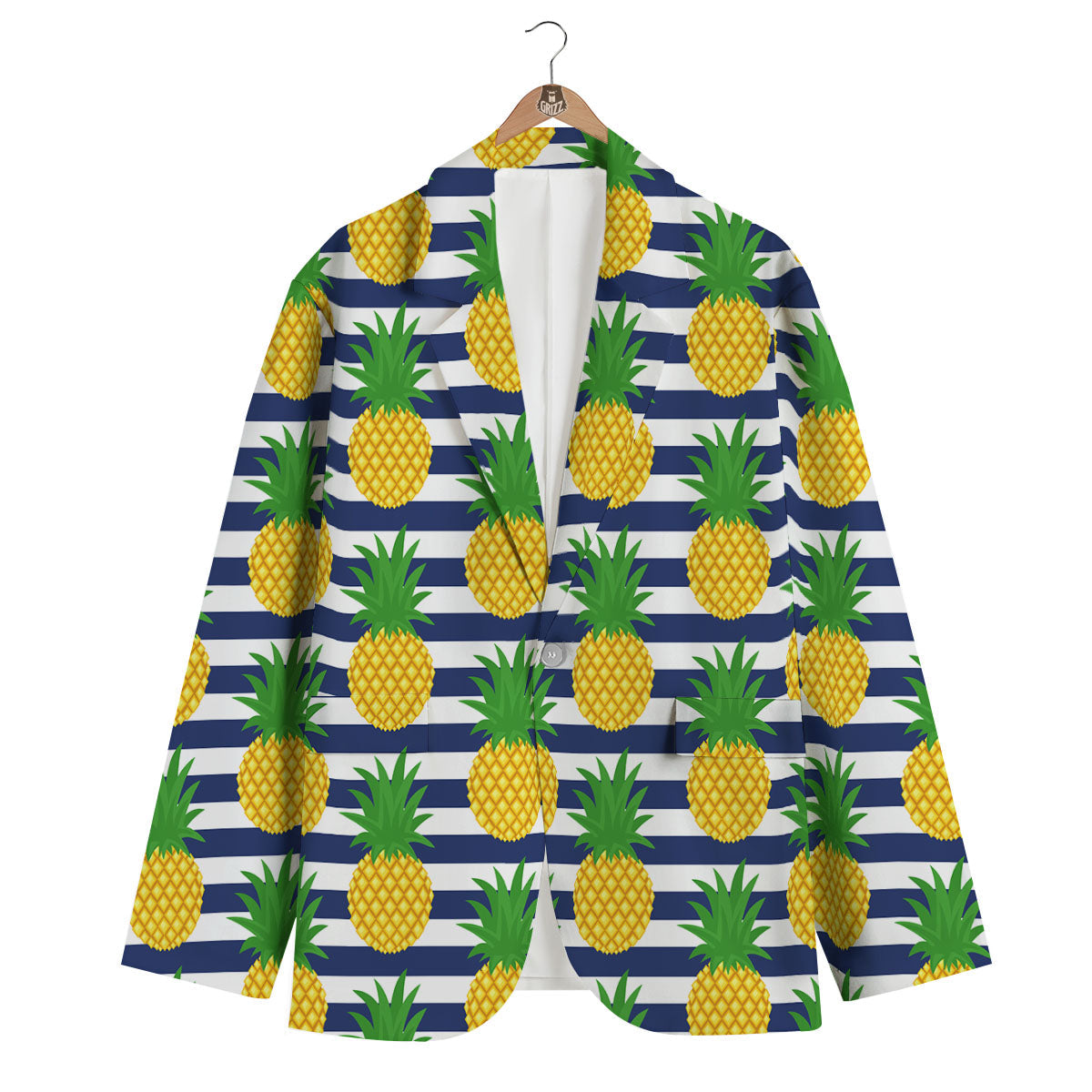 Striped Pineapple Print Pattern Men's Blazer-grizzshop