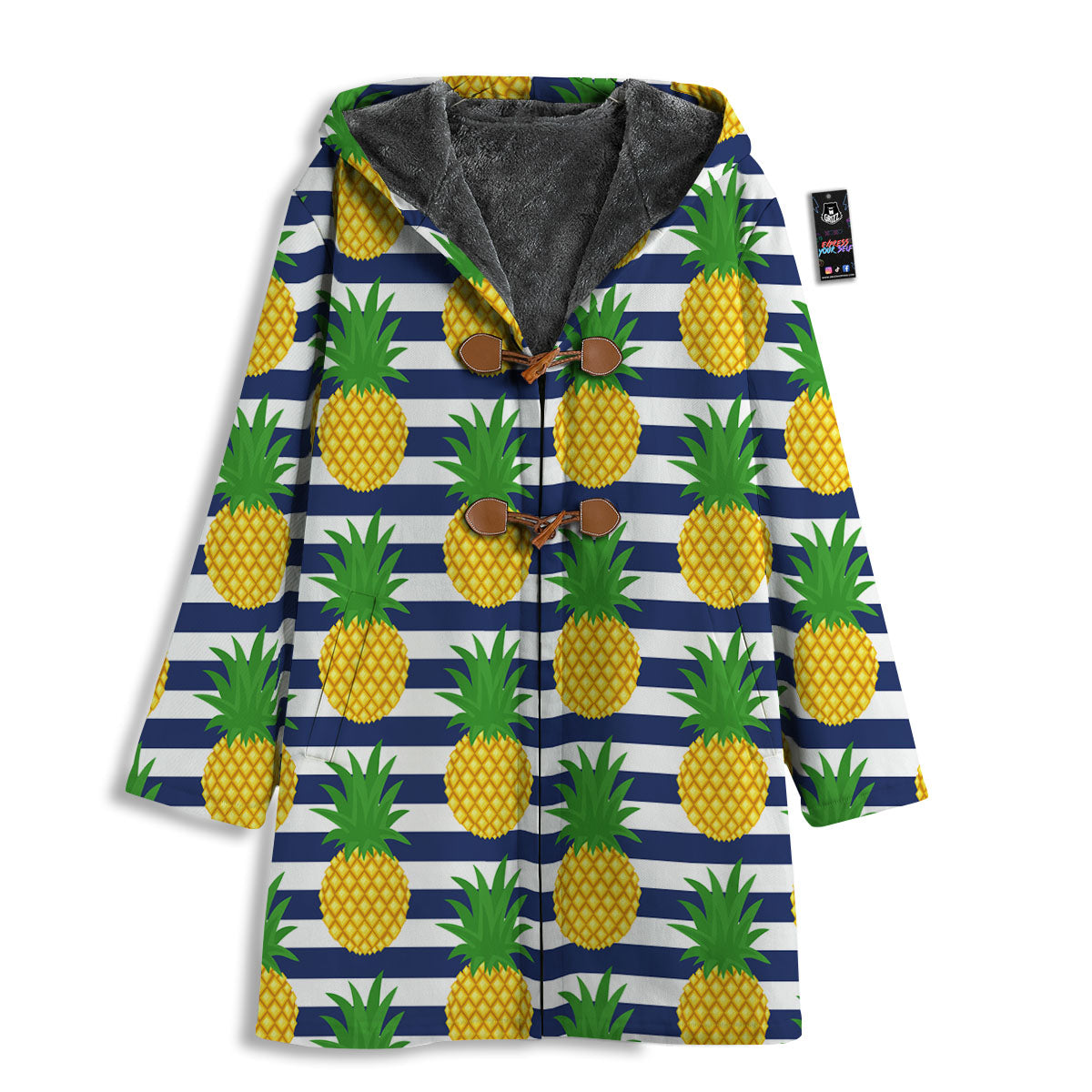 Striped Pineapple Print Pattern Men's Windbreaker Jacket-grizzshop