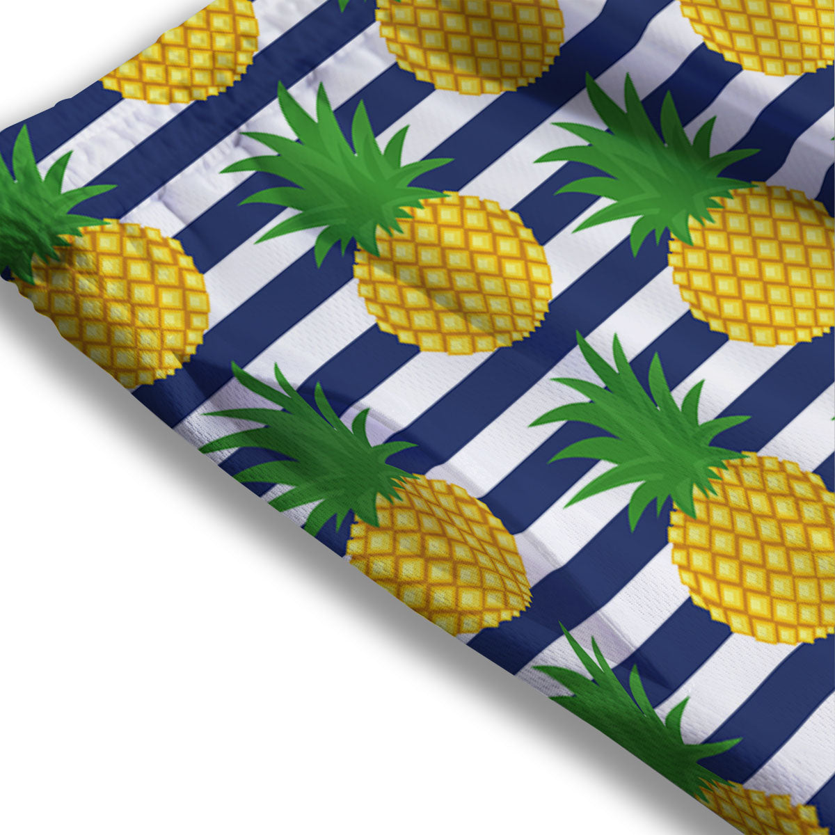 Striped Pineapple Print Pattern Mesh Shorts