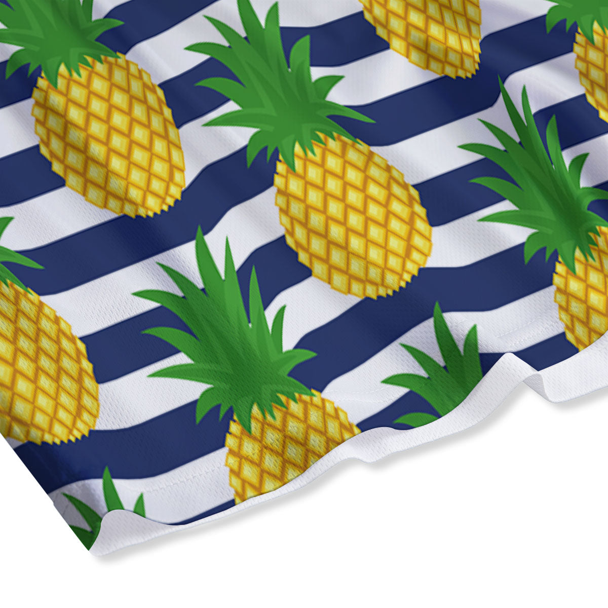 Striped Pineapple Print Pattern Mesh Shorts