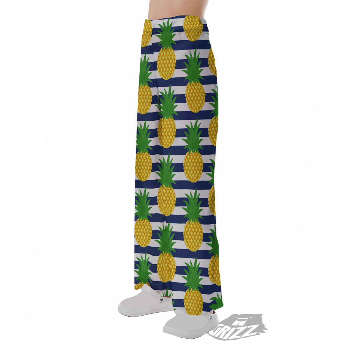 Striped Pineapple Print Pattern Pajama Pants-grizzshop