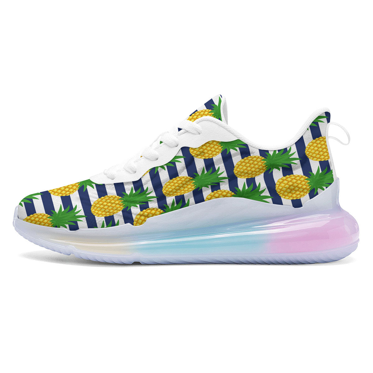Striped Pineapple Print Pattern Running Sneakers-grizzshop