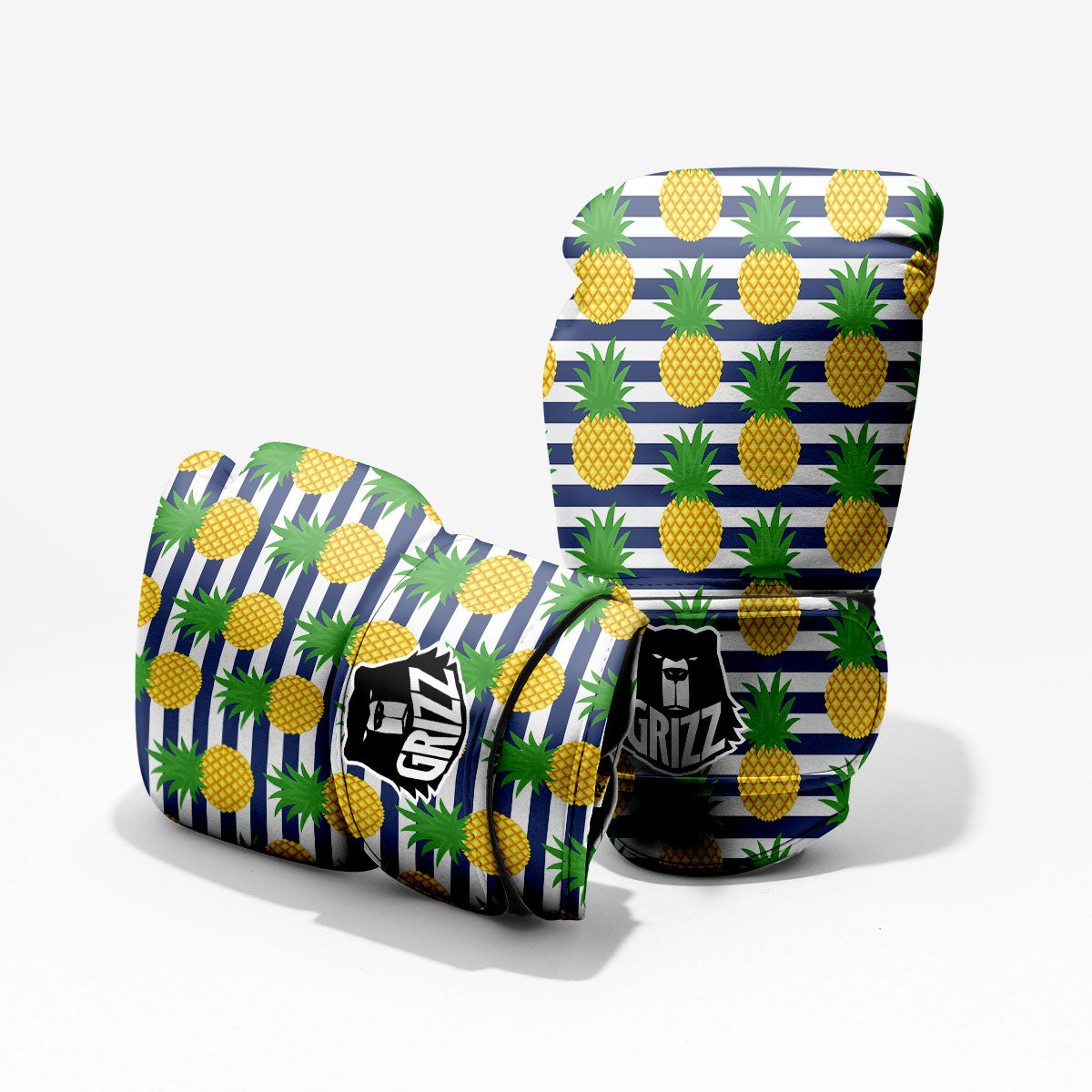 Striped Pineapple Print Pattern Pro Boxing Glove