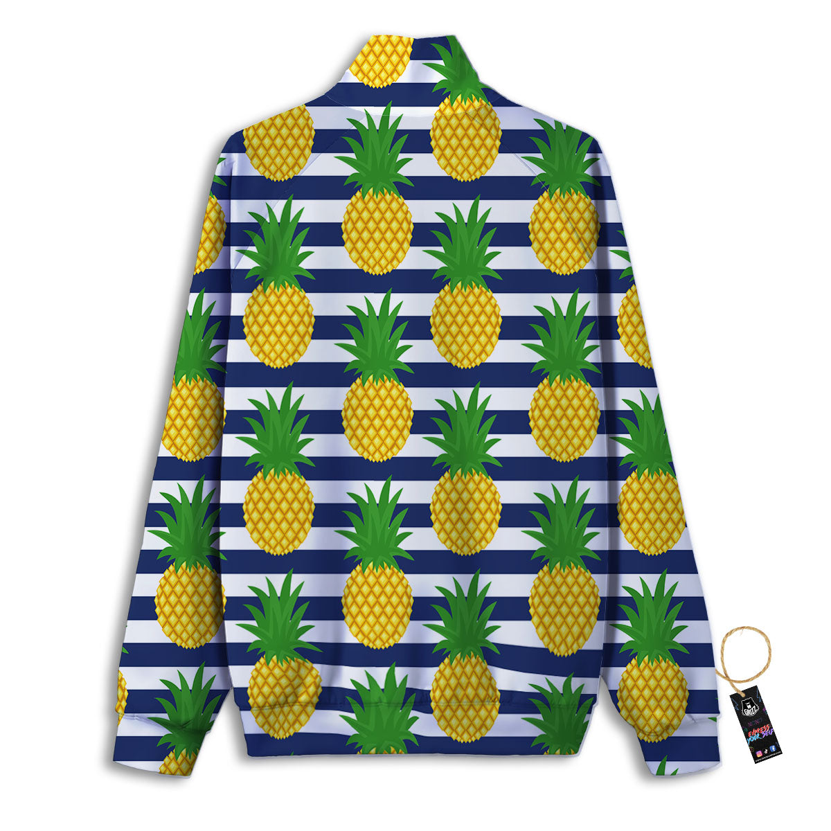 Striped Pineapple Print Pattern Track Jacket-grizzshop