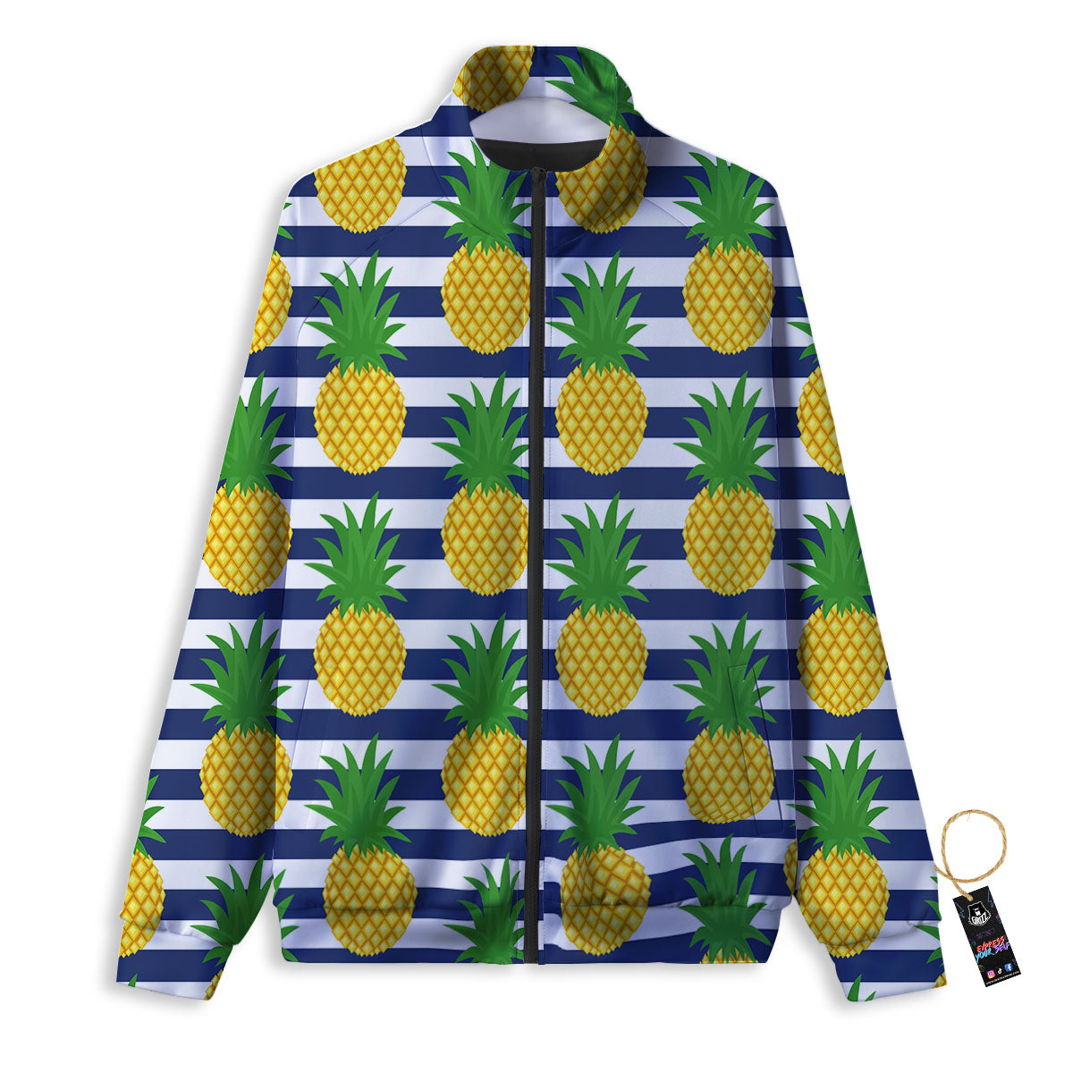 Striped Pineapple Print Pattern Track Jacket-grizzshop