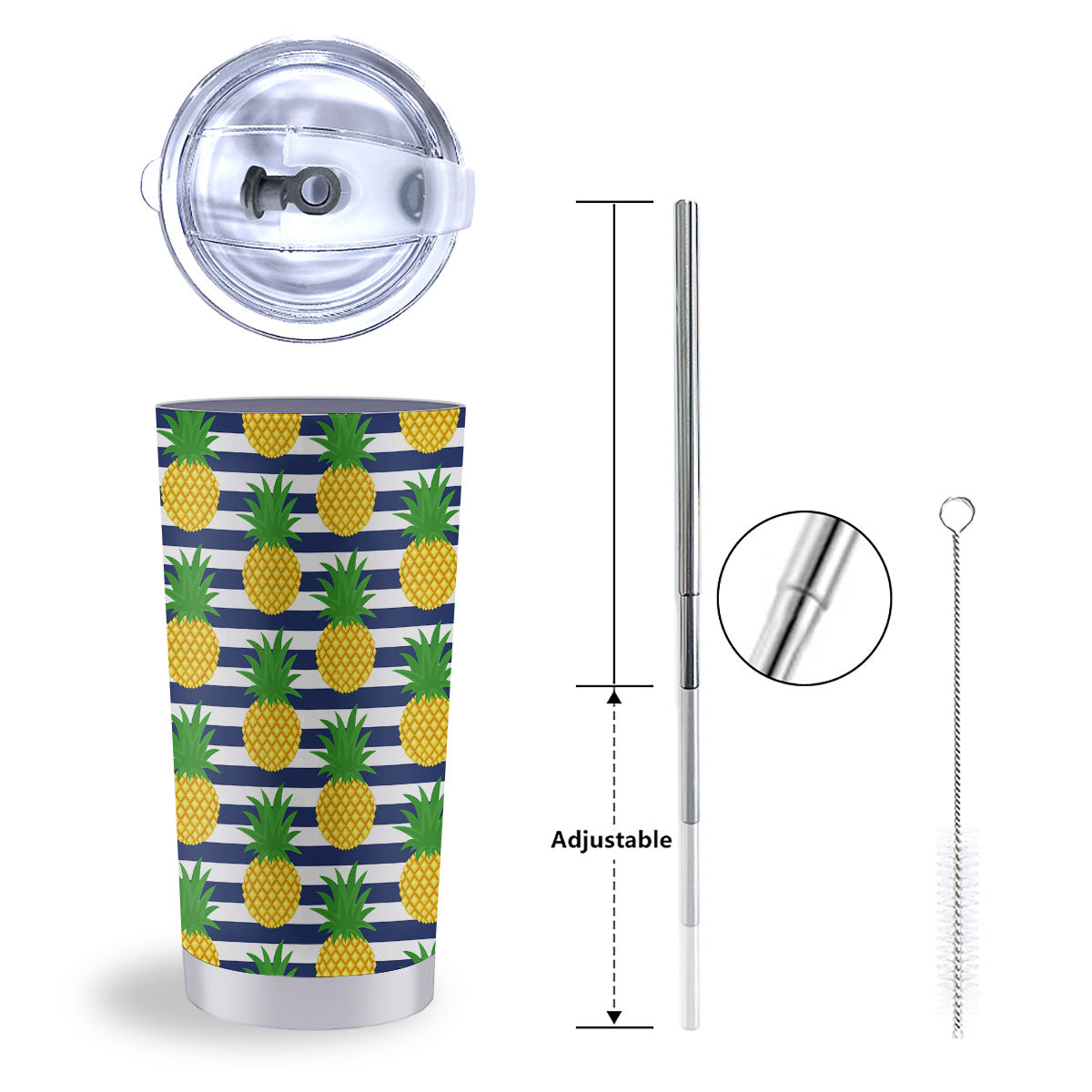 Striped Pineapple Print Pattern Tumbler-grizzshop