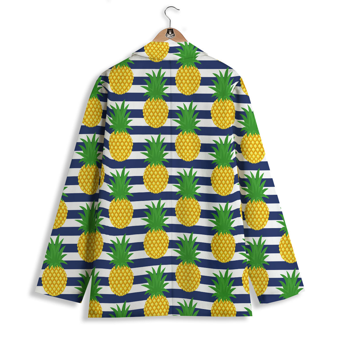 Striped Pineapple Print Pattern Women's Blazer-grizzshop
