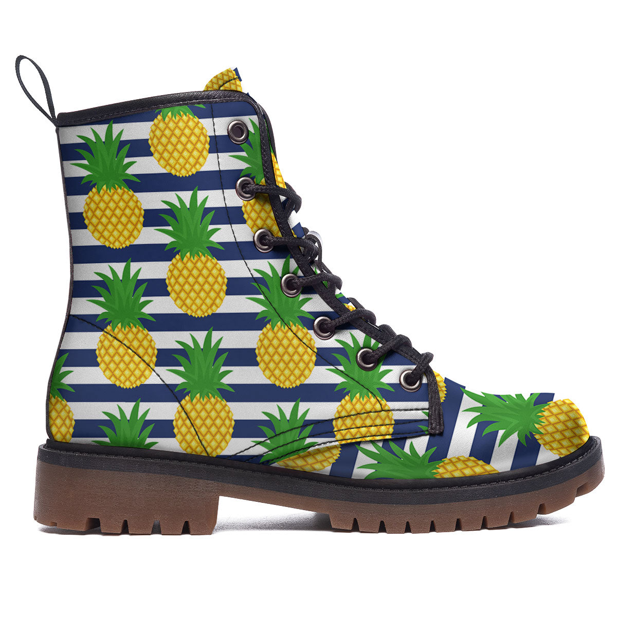 Striped Pineapple Print Pattern Work Boots-grizzshop