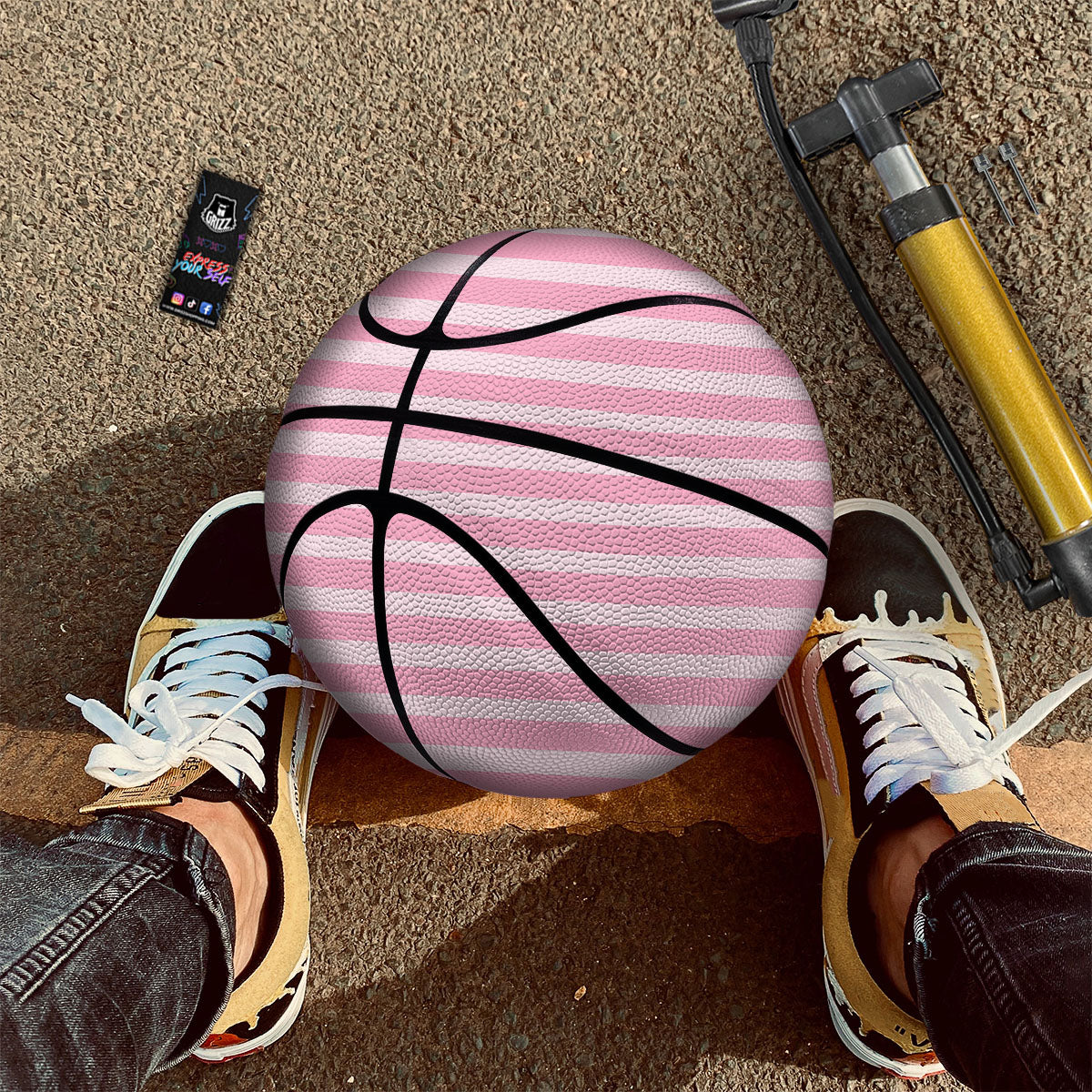 Striped Pink Print Pattern Basketball-grizzshop
