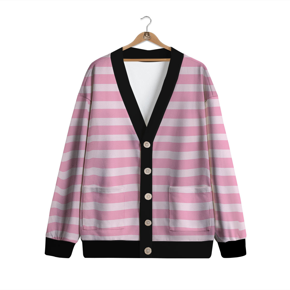 Striped Pink Print Pattern Cardigan-grizzshop