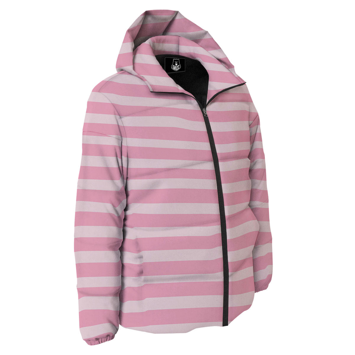 Striped Pink Print Pattern Down Jacket-grizzshop