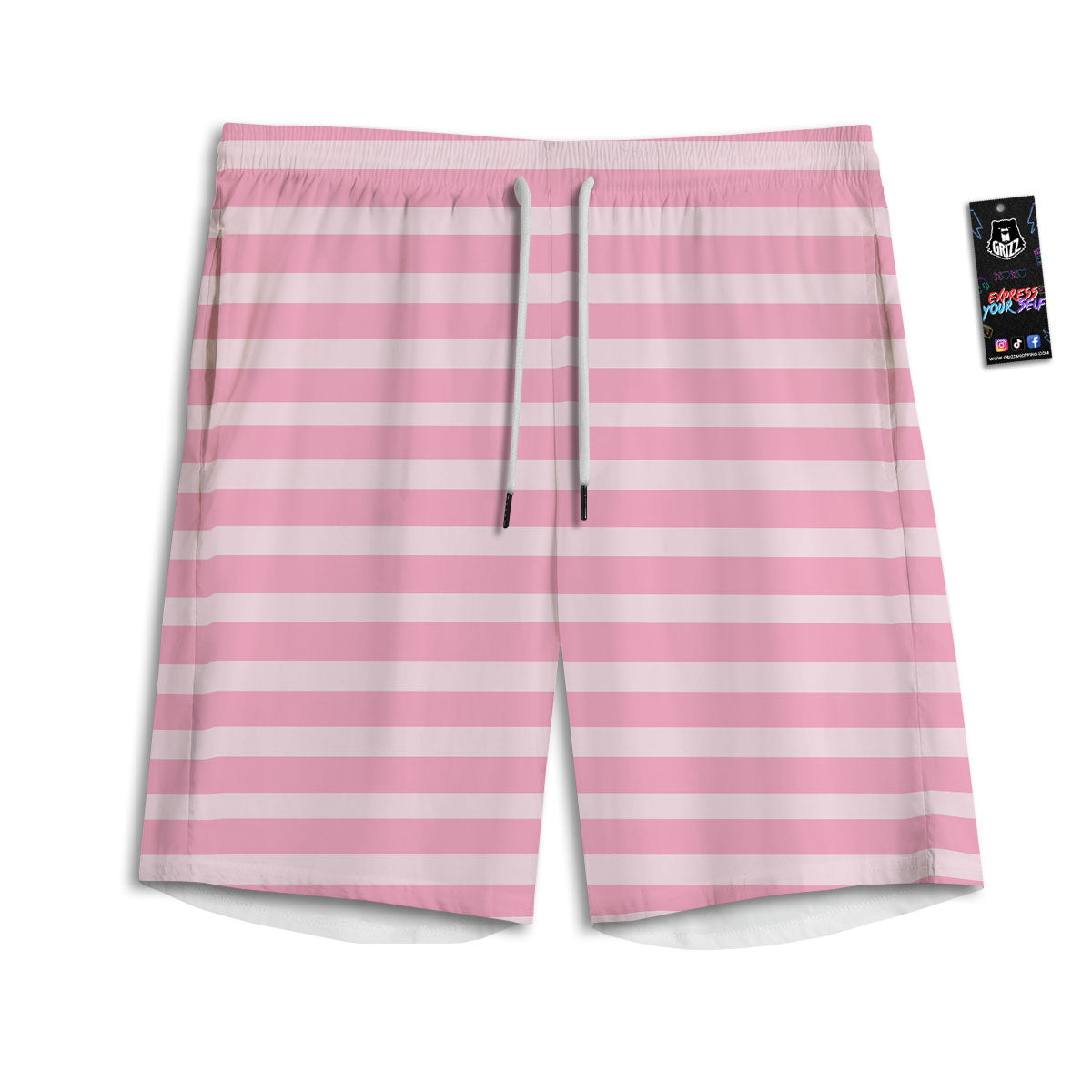 Striped Pink Print Pattern Men's Athletic Shorts