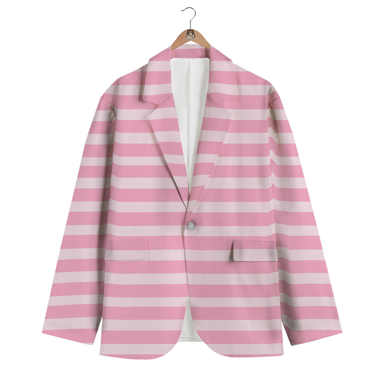 Striped Pink Print Pattern Men's Blazer-grizzshop