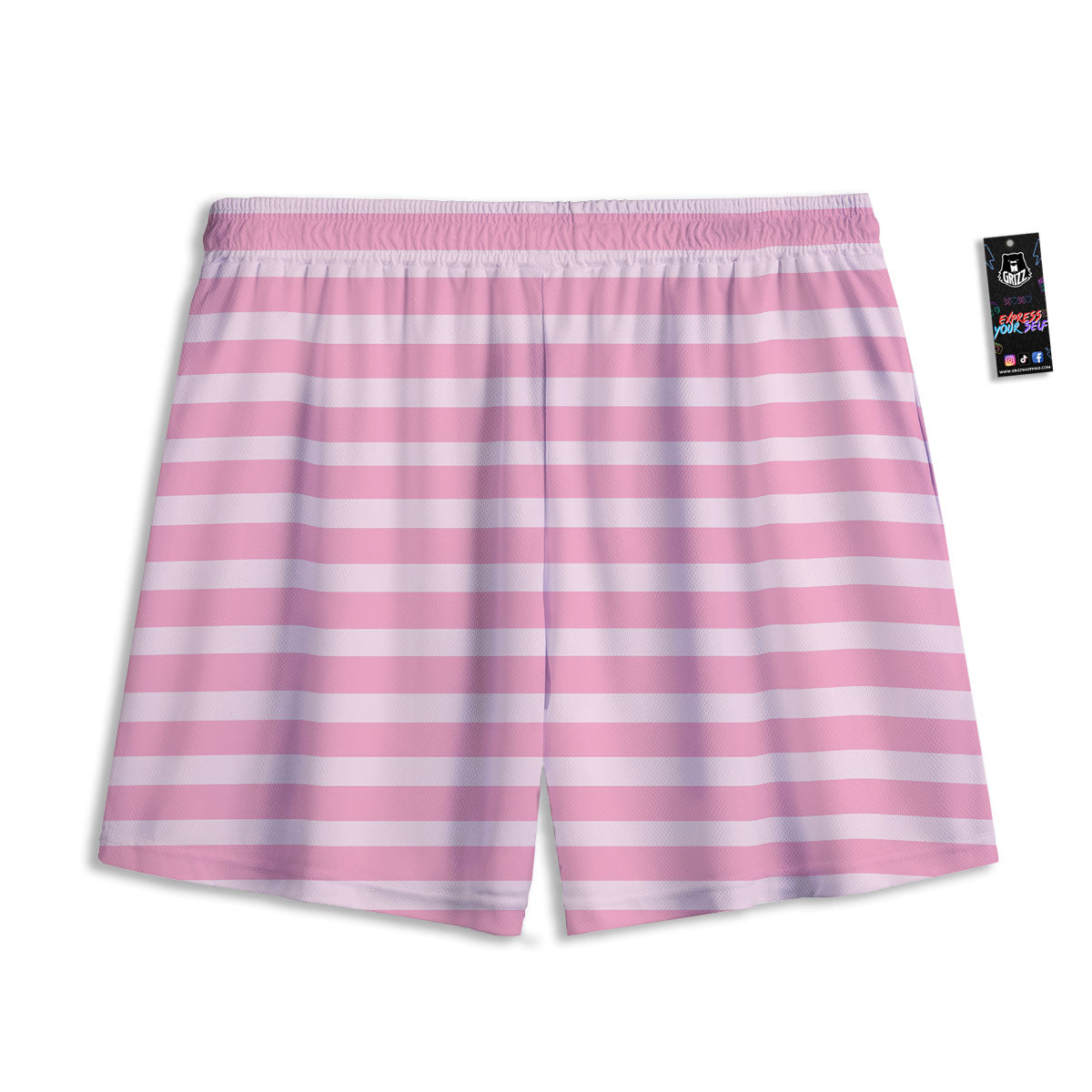 Striped Pink Print Pattern Mesh Shorts