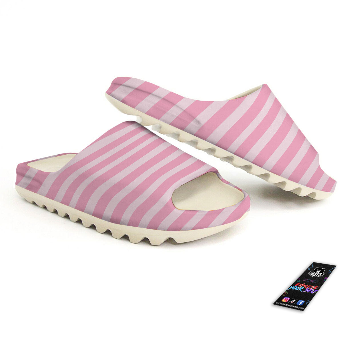 Striped Pink Print Pattern Sandals-grizzshop