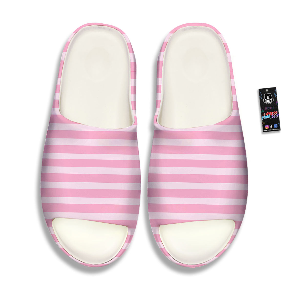 Striped Pink Print Pattern Sandals-grizzshop
