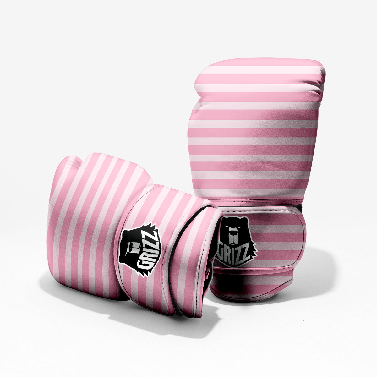Striped Pink Print Pattern Pro Boxing Glove