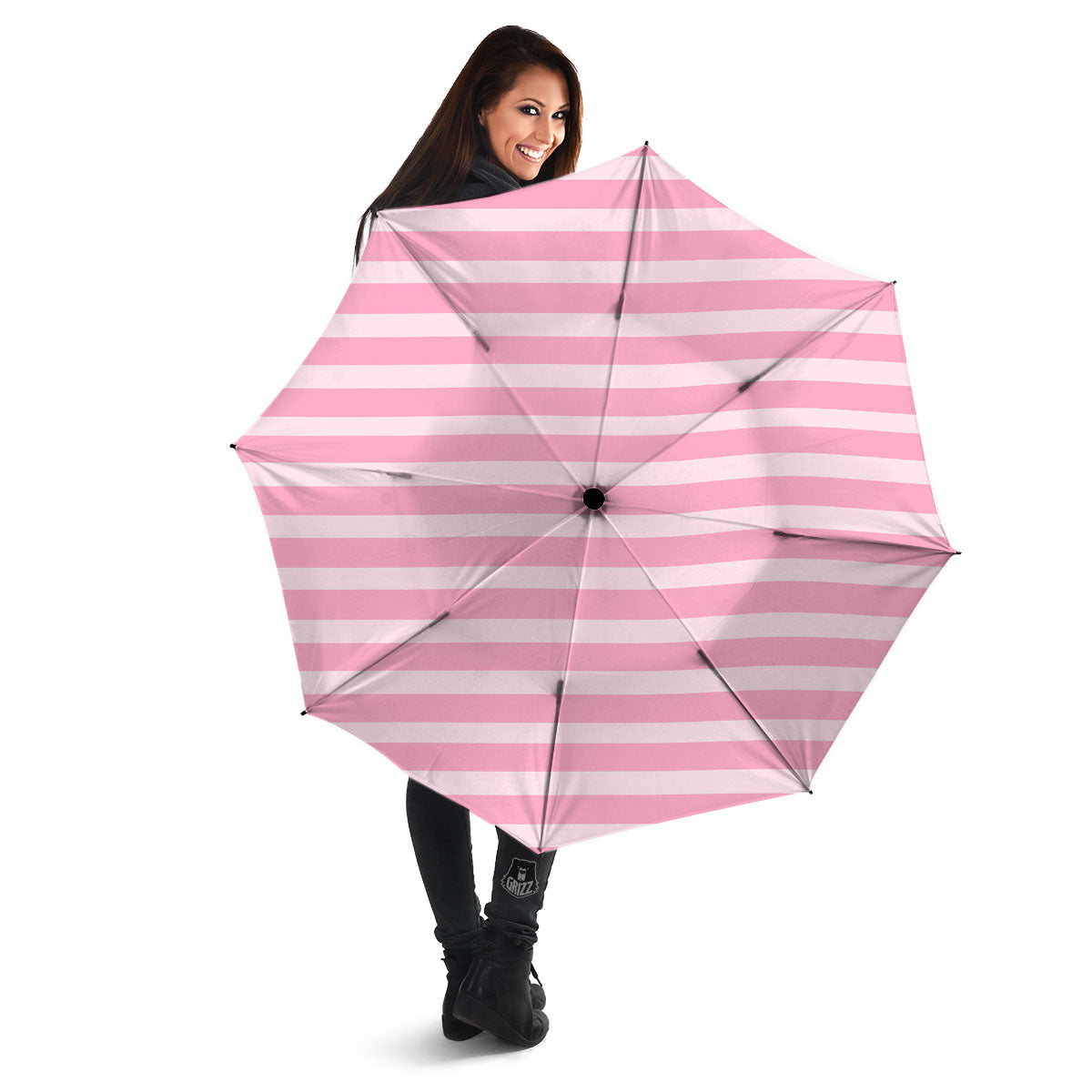 Striped Pink Print Pattern Umbrella-grizzshop