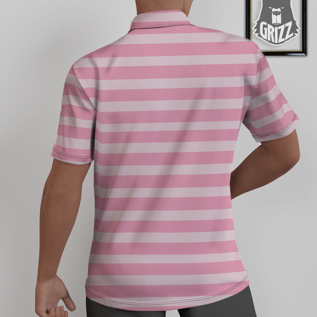 Striped Pink Print Pattern Untucked Shirts-grizzshop