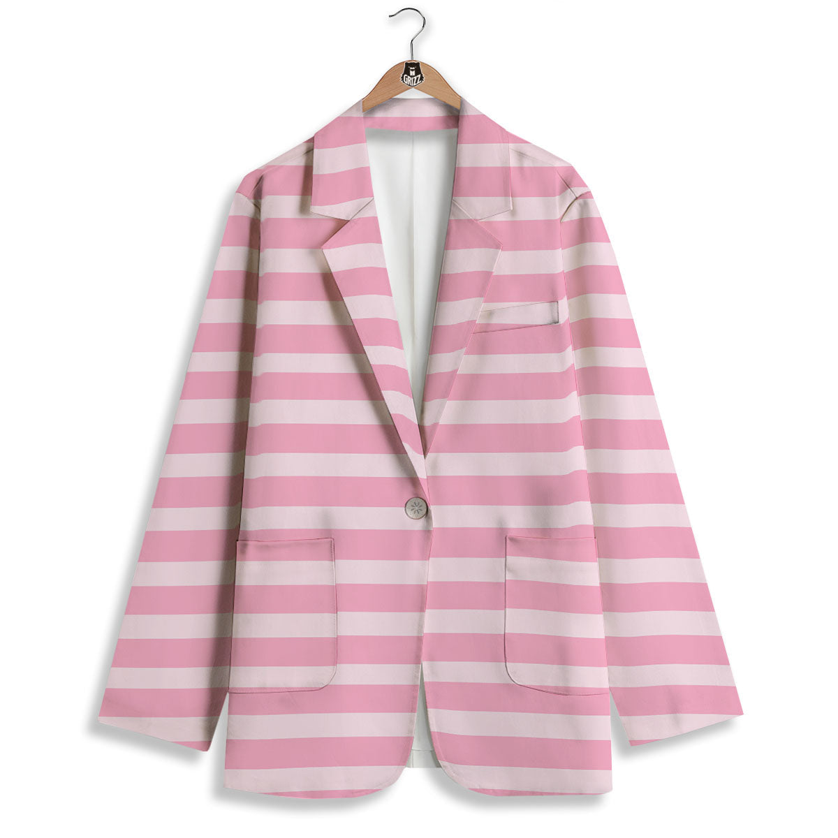 Striped Pink Print Pattern Women's Blazer-grizzshop