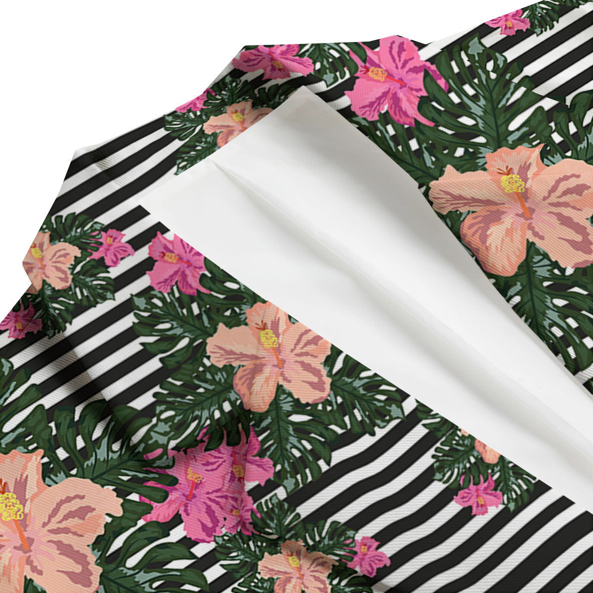 Striped Plumeria Flower Print Pattern Men's Blazer-grizzshop